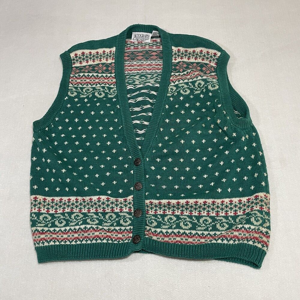 Vintage Autograph American Clothing 80's Knitted Sweater Vest Fair Isle Sz Med.
